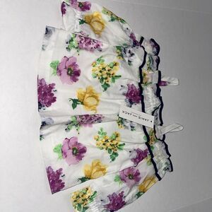 NWT $38 Janie And Jack Cold Shoulder Floral Top Blouse Cotton Long Sleeve Lined